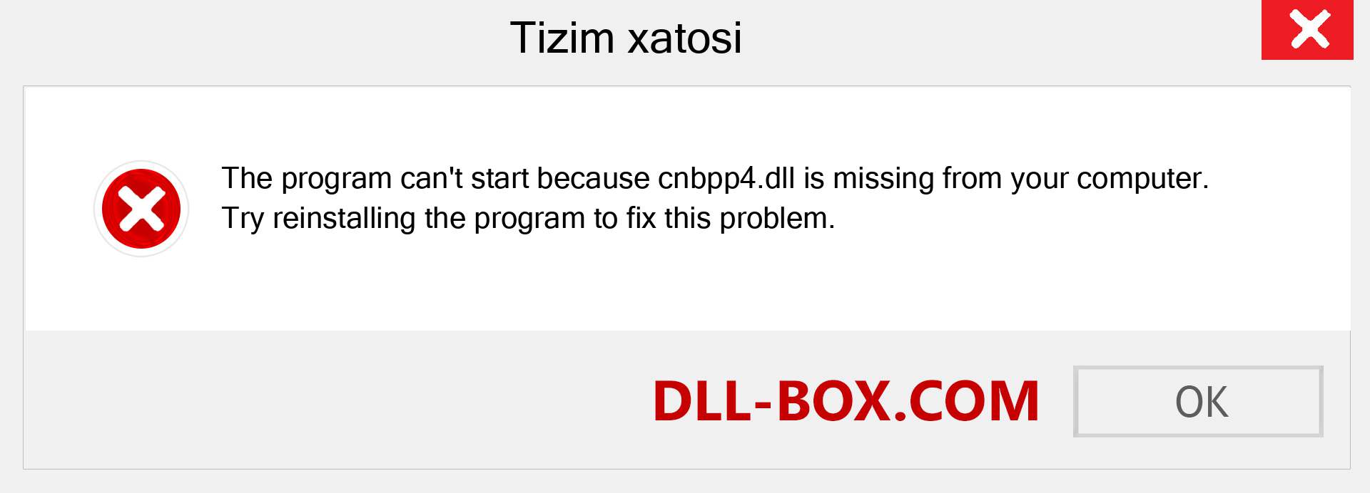 cnbpp4.dll fayli yo'qolganmi?. Windows 7, 8, 10 uchun yuklab olish - Windowsda cnbpp4 dll etishmayotgan xatoni tuzating, rasmlar, rasmlar